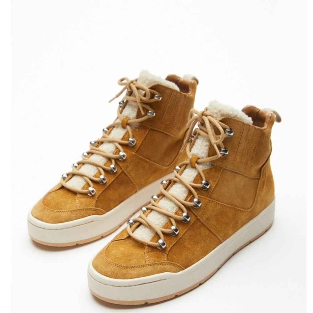 Marc Marc Fisher Mally Sherpa Suede High Top Lace Up Sneakers